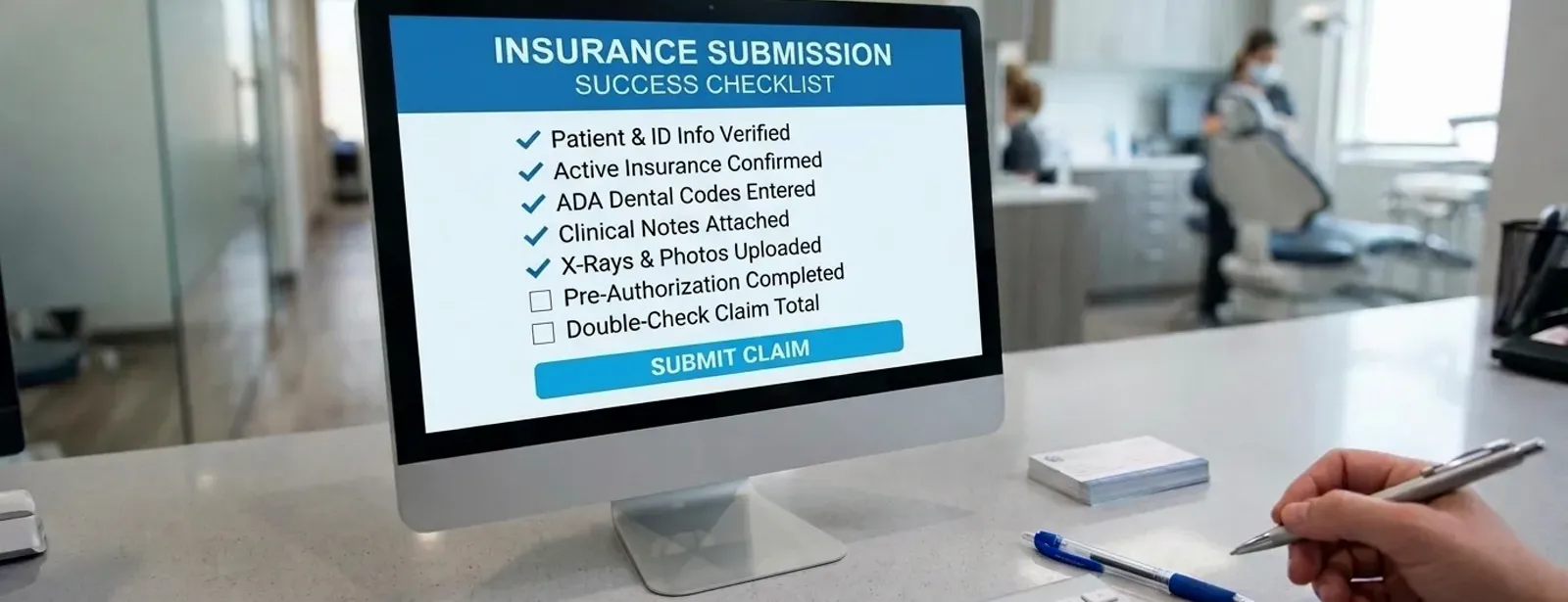 A patient checking in at the front desk