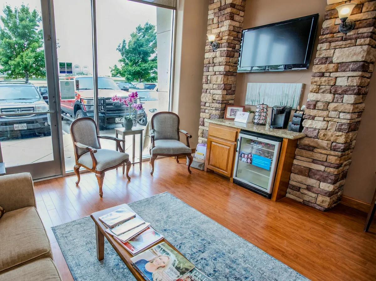 Bright, comfortable dental waiting room