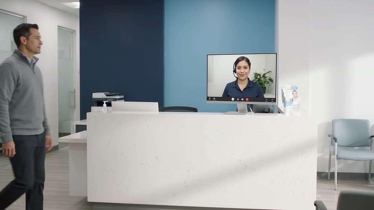 Patient arriving at reception