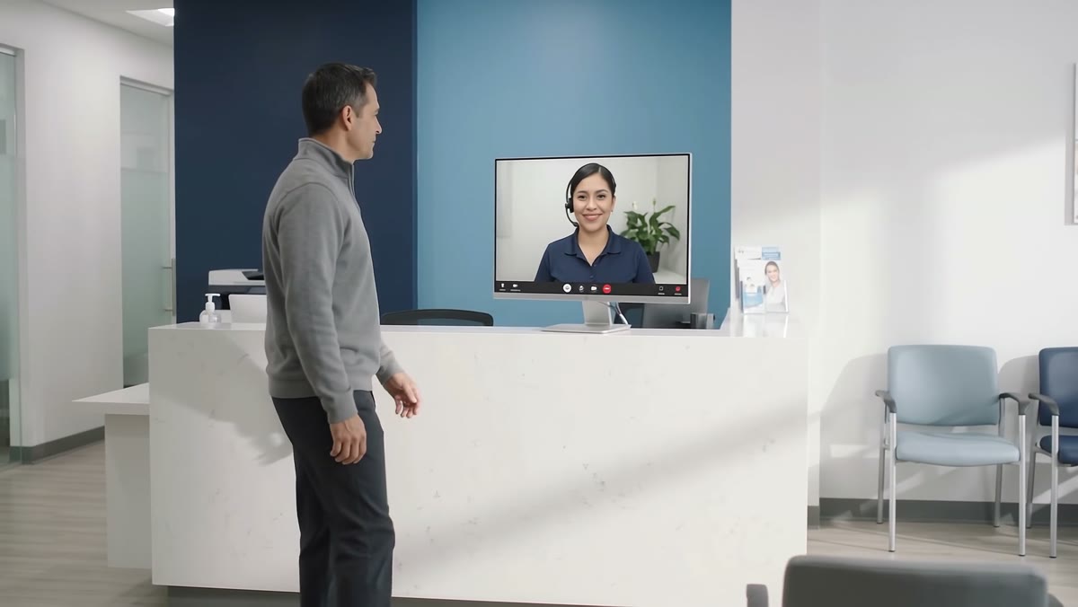 Patient approaching the virtual front desk