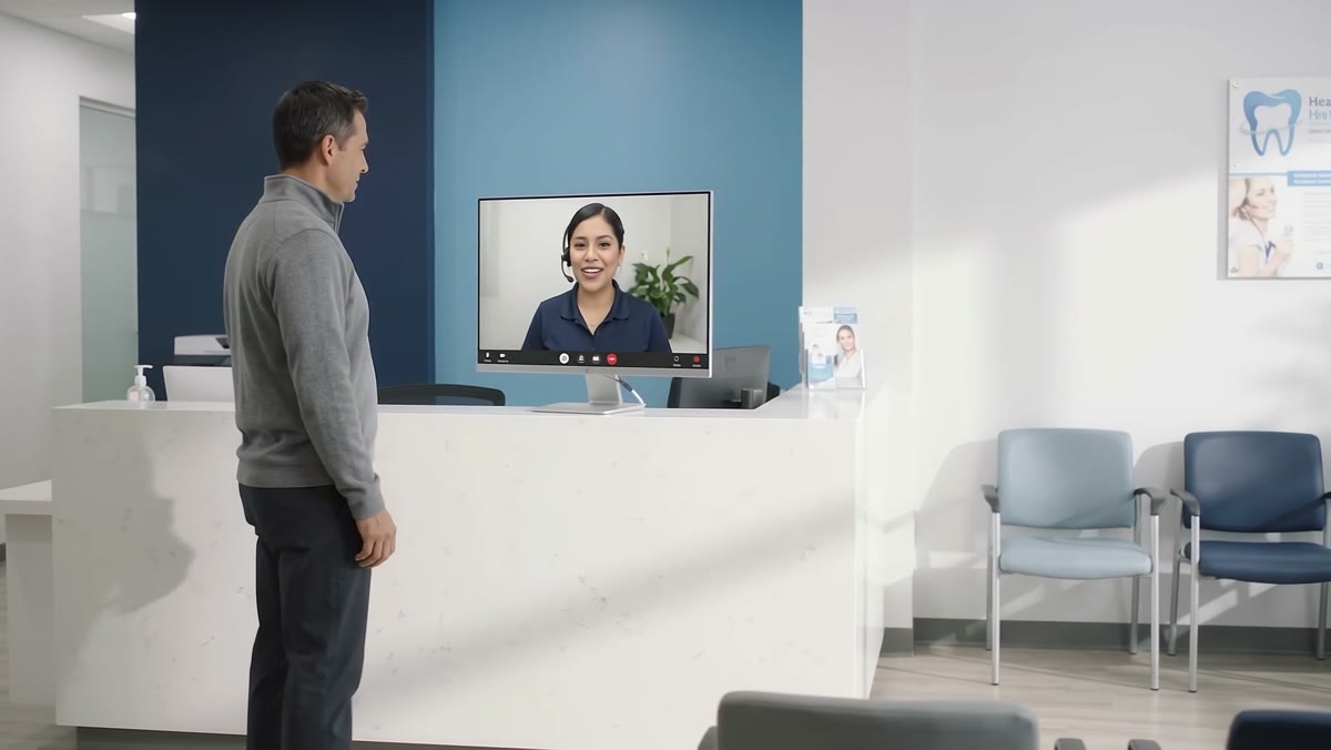 Patient speaking with a remote agent